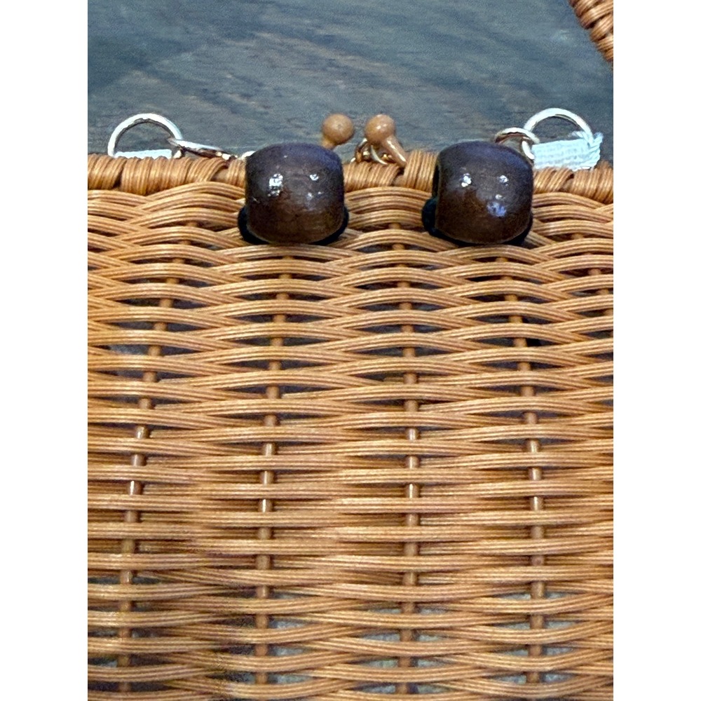 Novelty Crab Wicker Clutch Bag Gold Chain Strap Coastal Summer Beach Crossbody - Picture 7 of 9